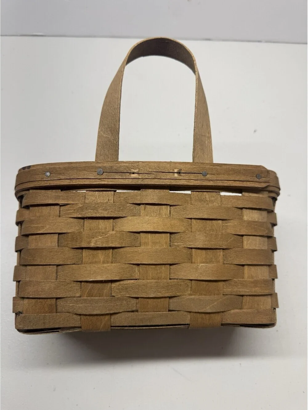 Longaberger Hanging Basket Handmade 1983 Wood Splint Signed 9 X 5 X 5